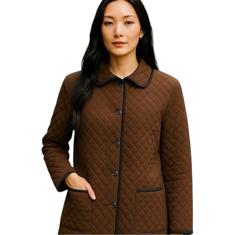 Diane von Furstenberg Domino Silk Brown Quilted Coat Size XS Oversized NWTs